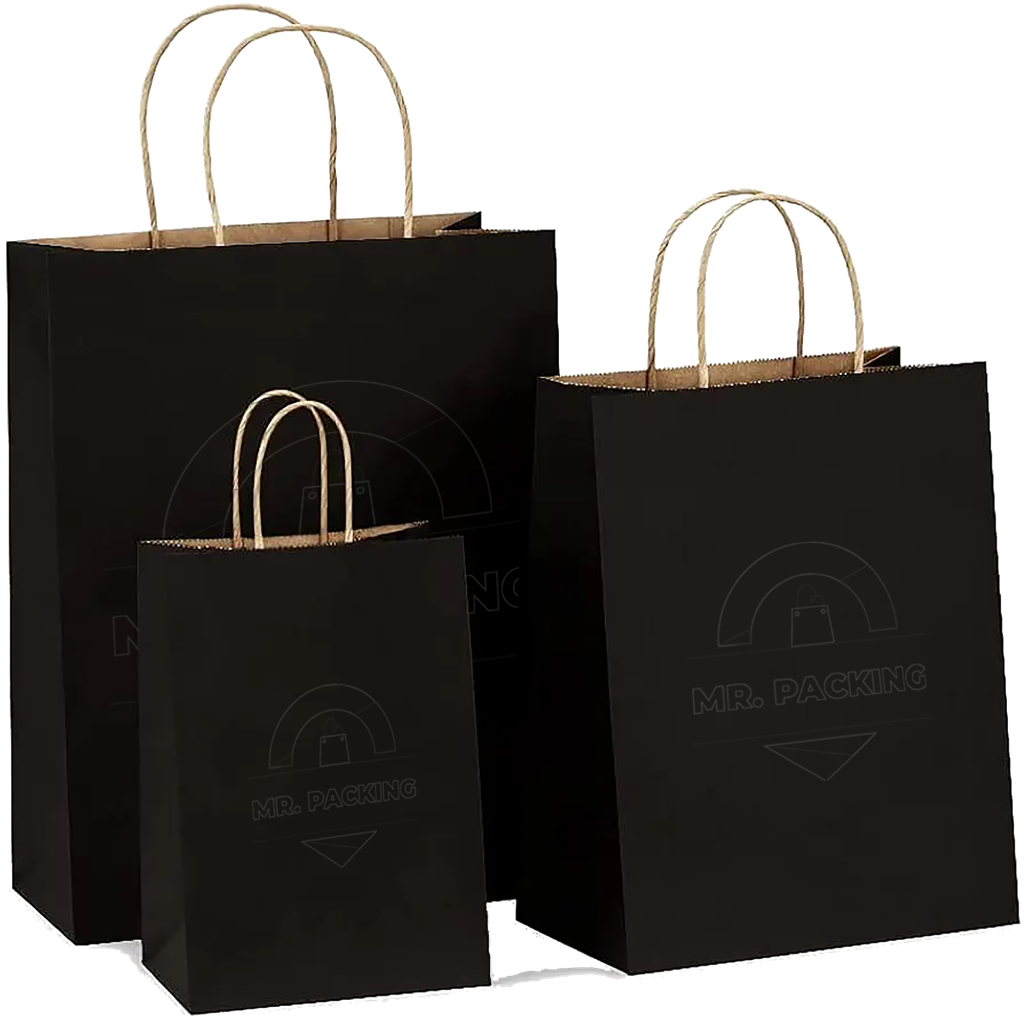 Black paper bag / 130g brown kraft paper /15*8*21 