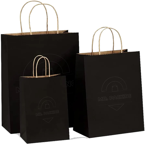 Black paper bag / 130g brown kraft paper /23.5*15*25